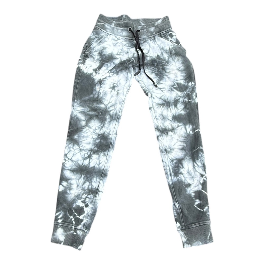 Lululemon Scuba Jogger Womens 4 Grey Tie Dye High Rise Marble Fleece Sweatpants
